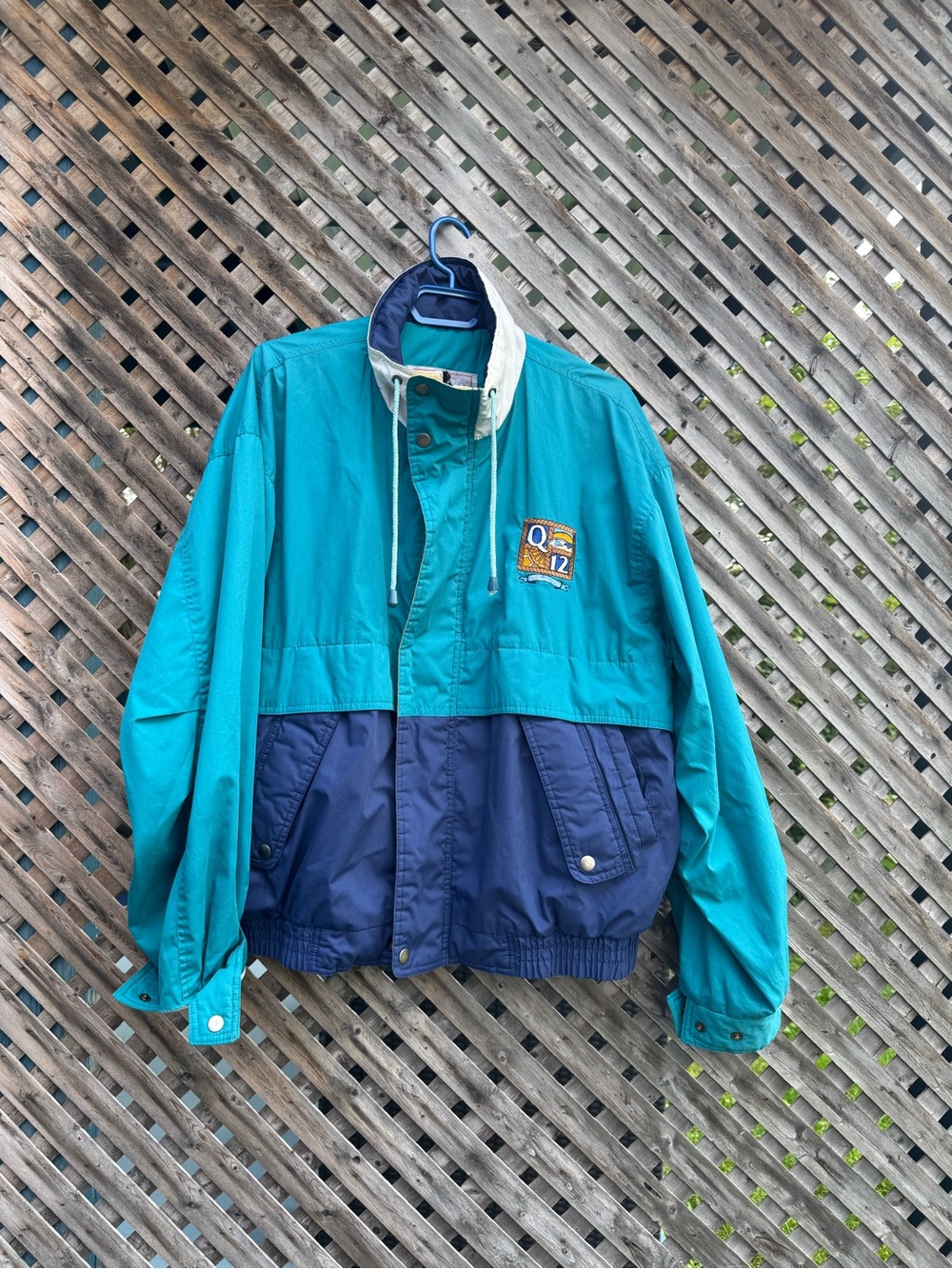 Vintage 1995 Q-12 Teal and Navy Colorblock Jacket
